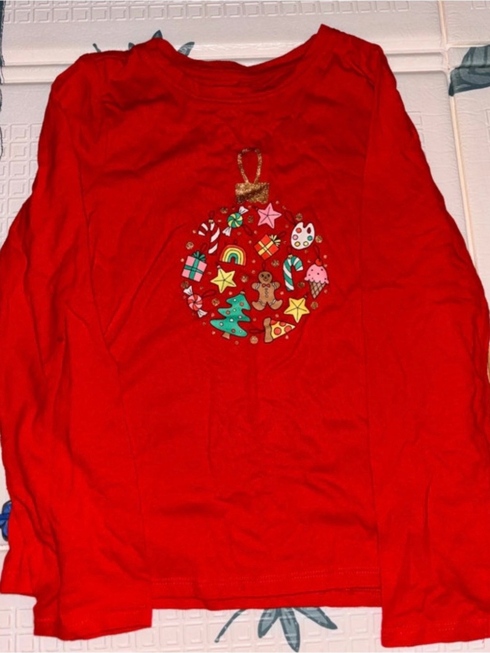 Cat & Jack Red Long-Sleeve Holiday Ornament Tee